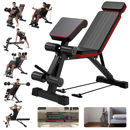 7 Level Foldable Weight Bench With Extended Headrest