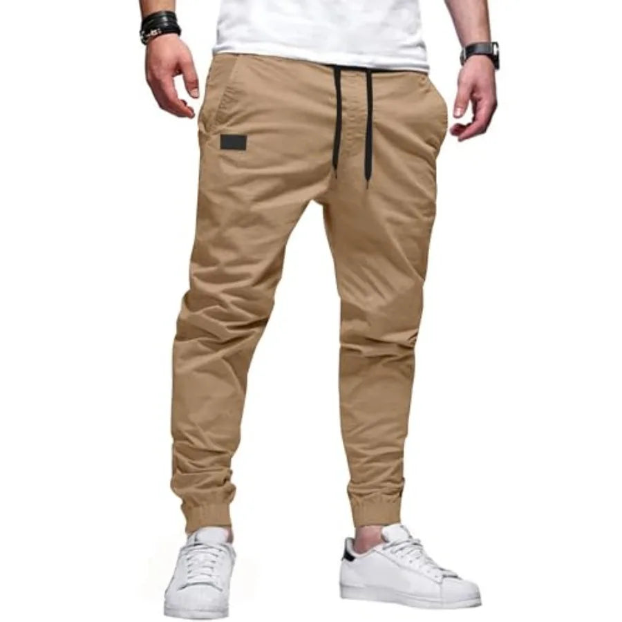 Casual Cargo Joggers For Men With Drawstring Twill Pants