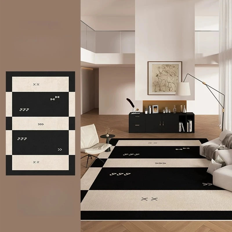 Retro Style Living Room Rug Washable Polyester Anti-Slip Floor Mat