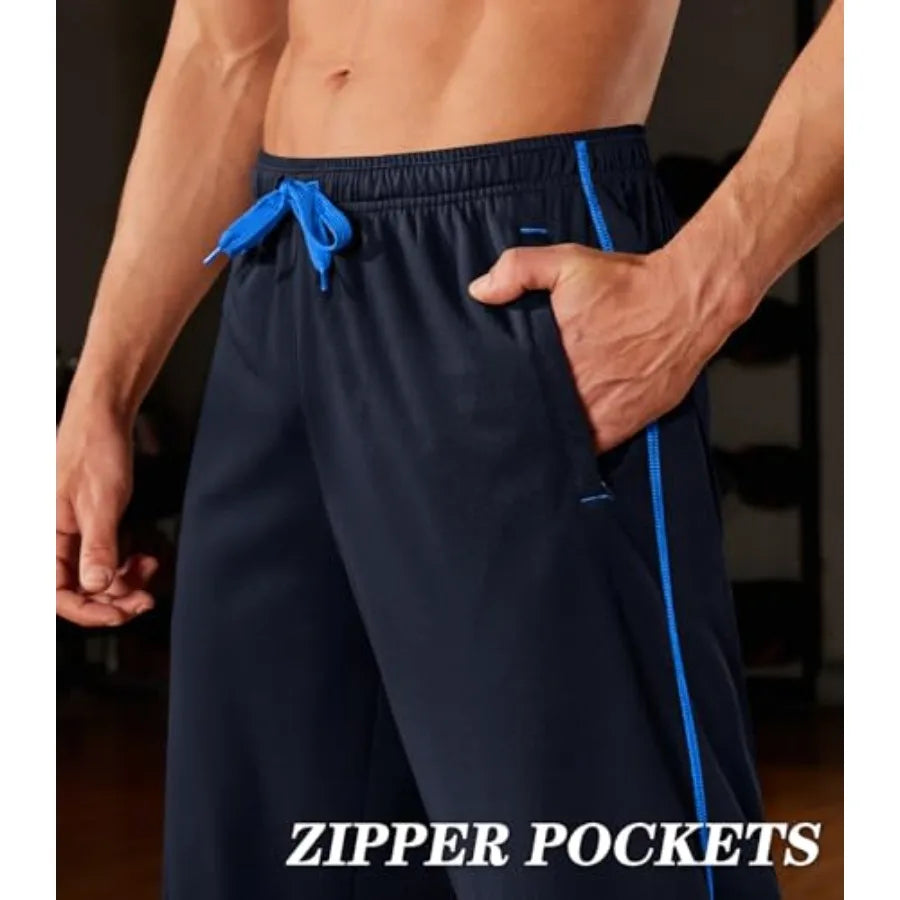 Women's Lightweight Mesh Open Bottom Athletic Pants With Zipper Pockets