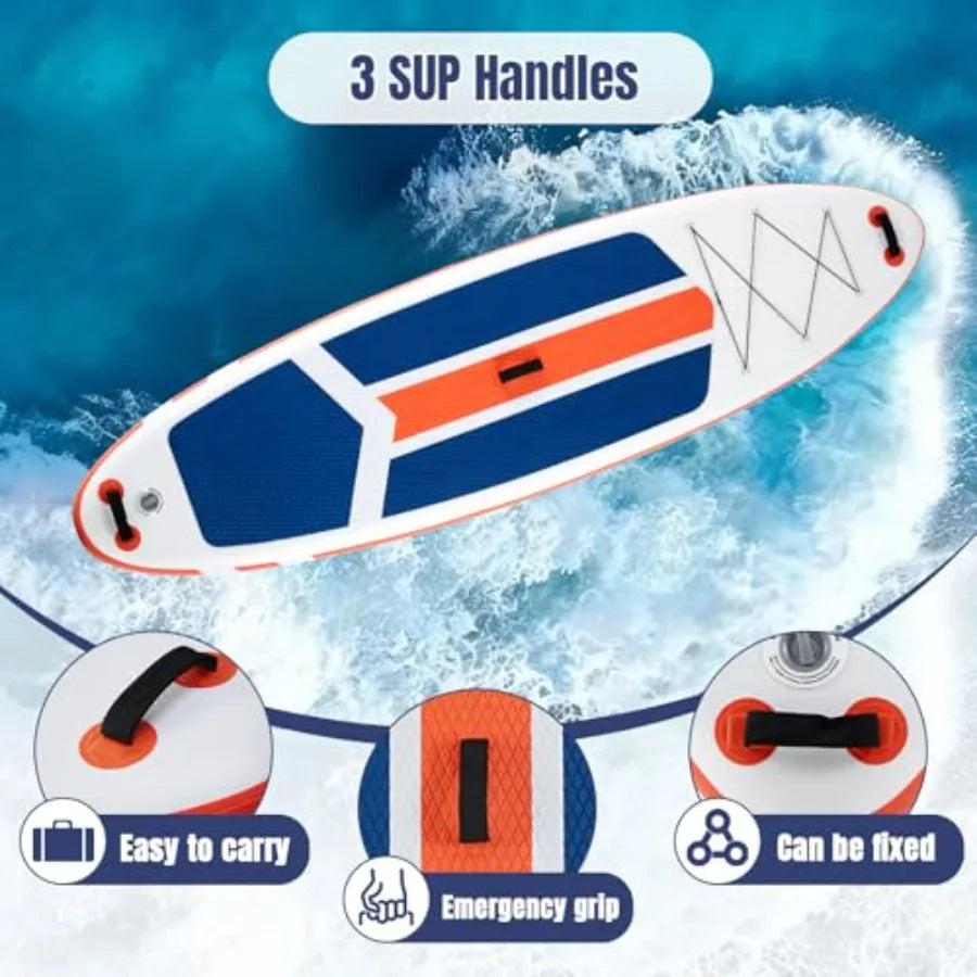 33 Inflatable Paddle Board SUP for beginners and adults, durable PVC material, blue color, ultra-stable design with 3 carry han