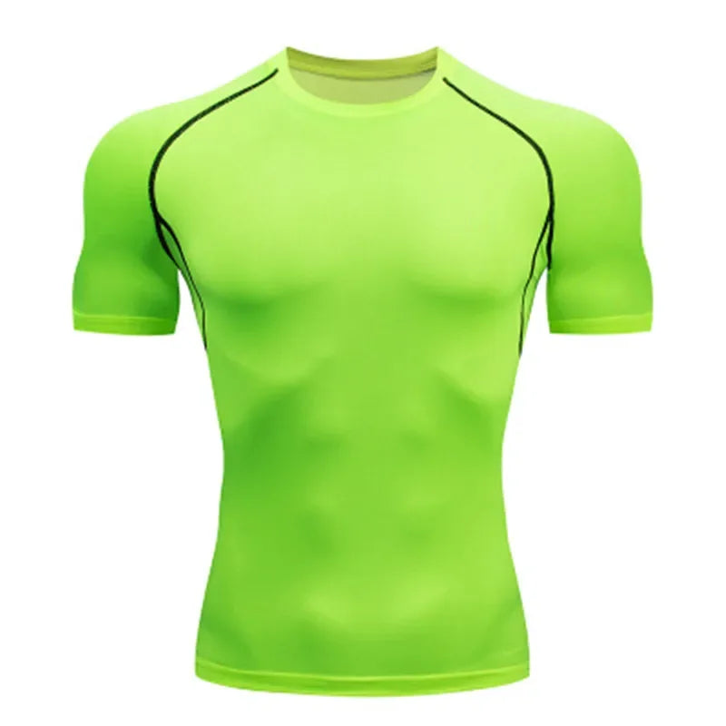 Men's Compression Training Shirt Elastic Breathable Polyester Elastane