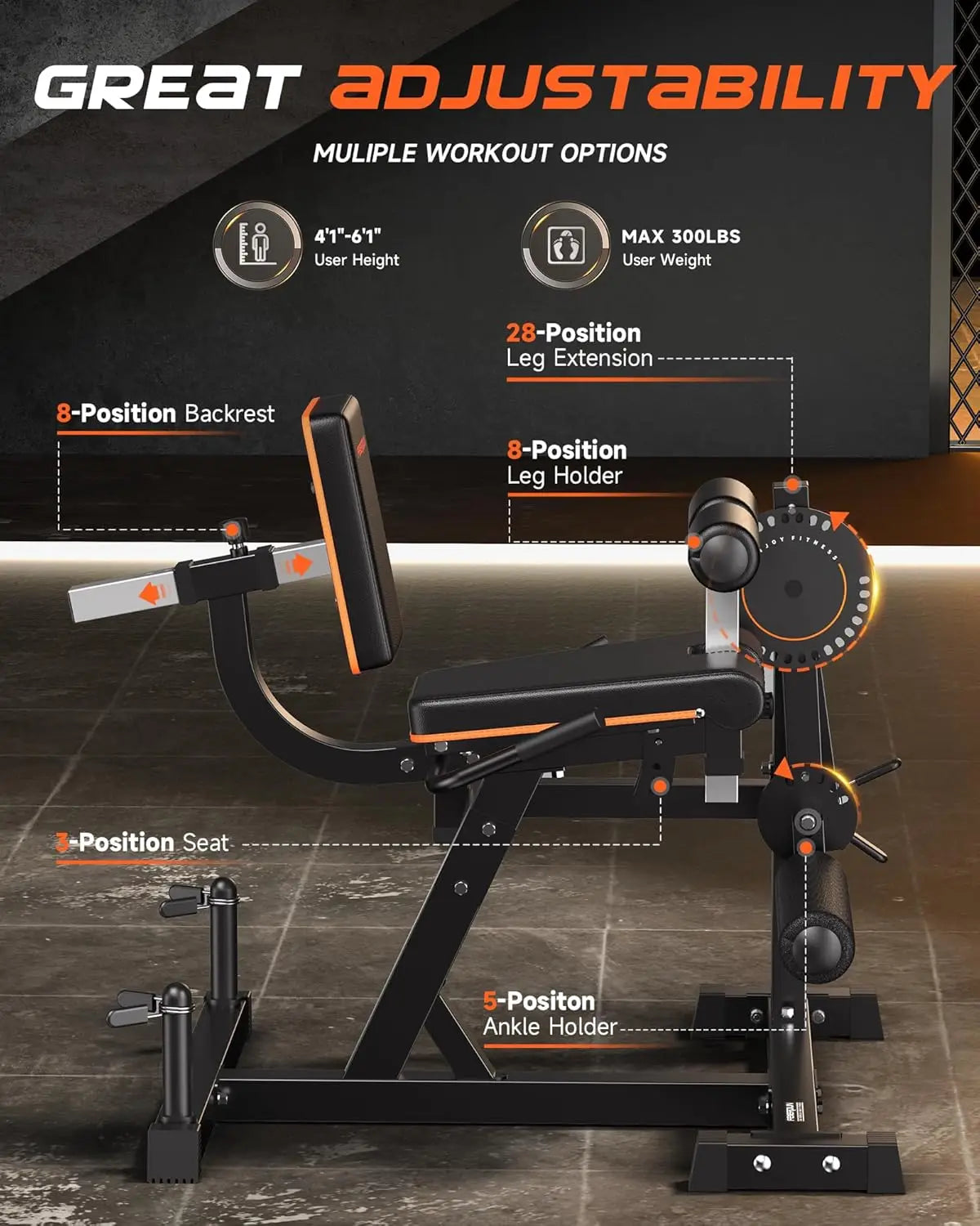 Feierdun Leg Extension Curl Machine For Lower Body Workouts Adjustable