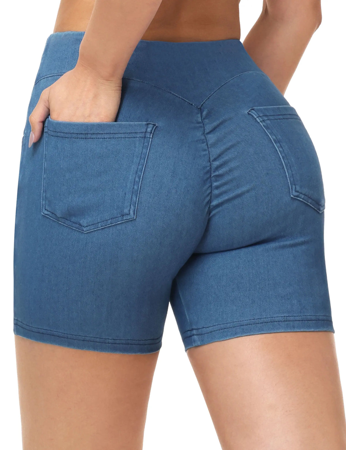 The Gym People Women High Waisted Stretch Denim Shorts