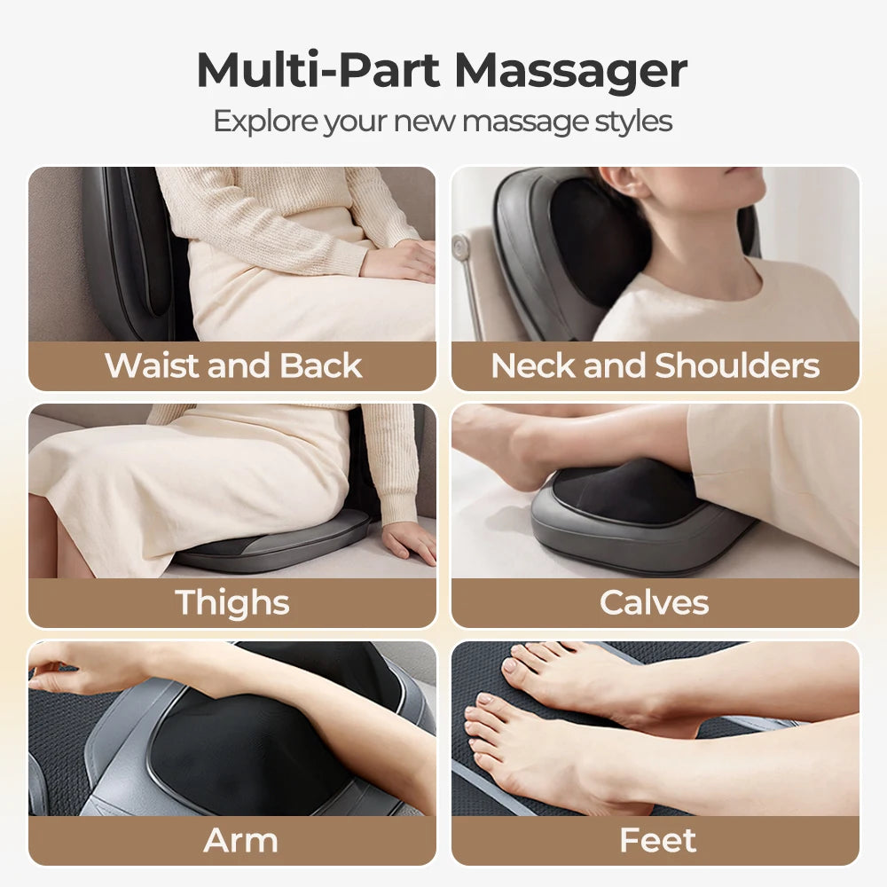 Shiatsu Neck Back Massager with Heat, Adjustable Massage Chair Pad Back Support Massage Seat Cushion for Full Body Massager Gifts for Dad Mom, Adjustable Intensity and Height for Office Chair and Home Use