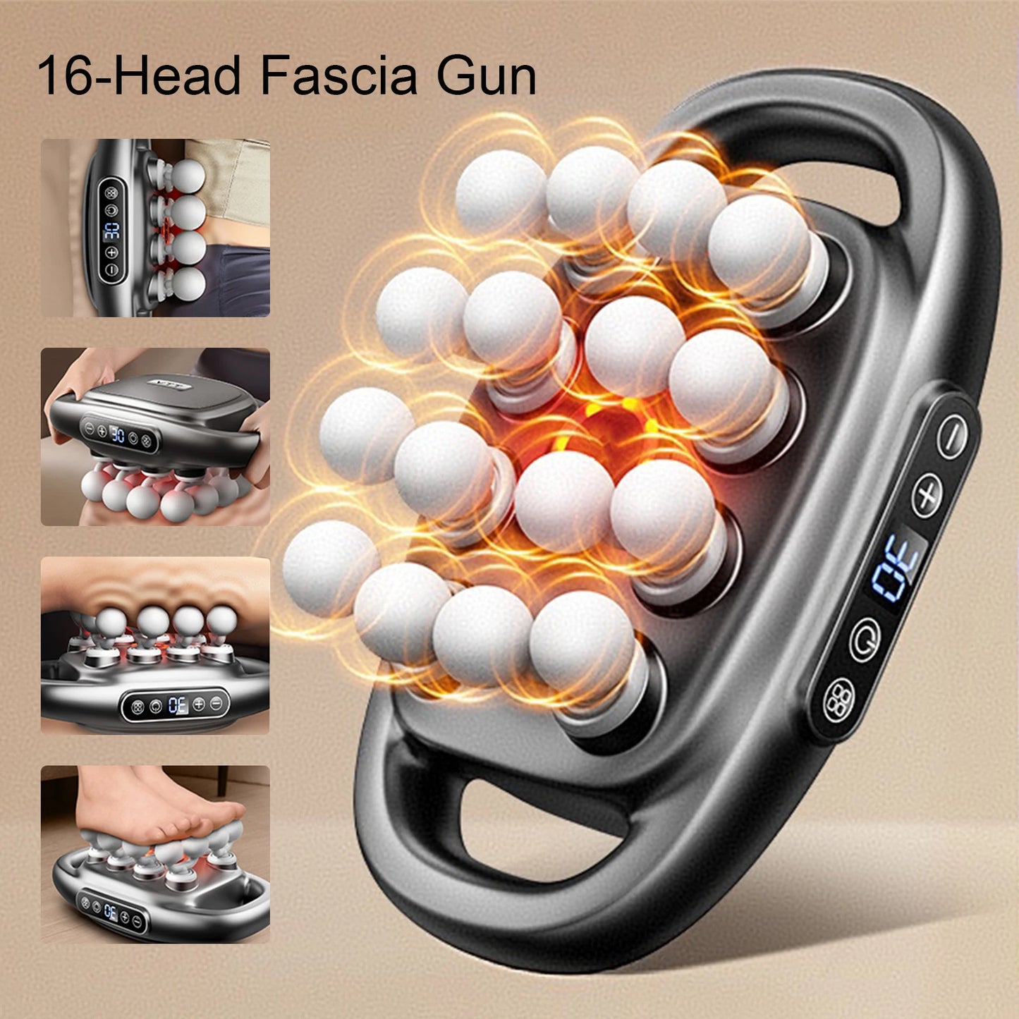 Foreverlily 16 Head Fascia Gun High Frequency Back Shoulder Massage