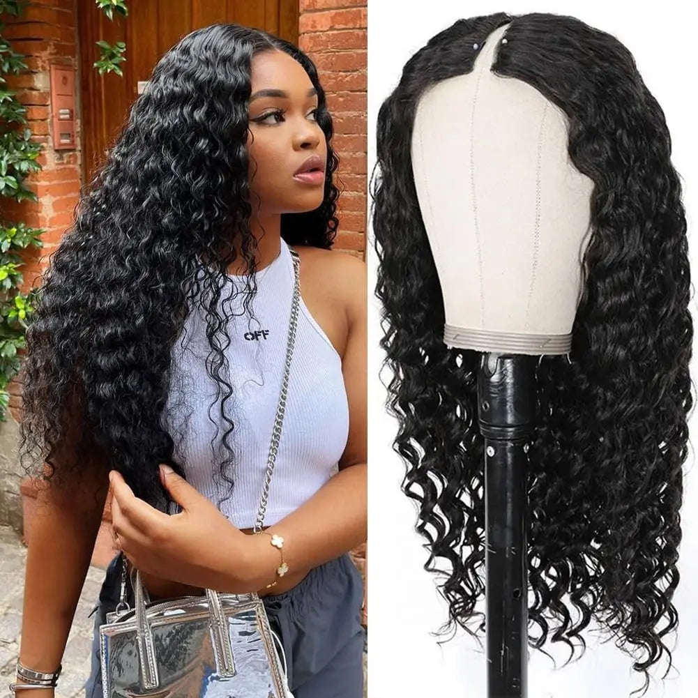 Dollface Deep Wave V Part Wig Brazilian Human Hair