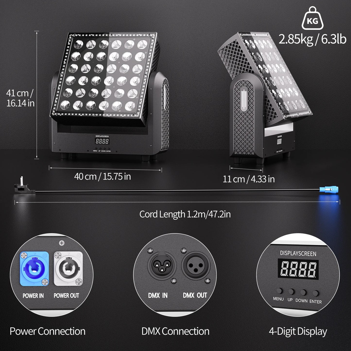 Fieryzeal 200W RGBW Moving Head Wash Light DMX512 Stage Effect