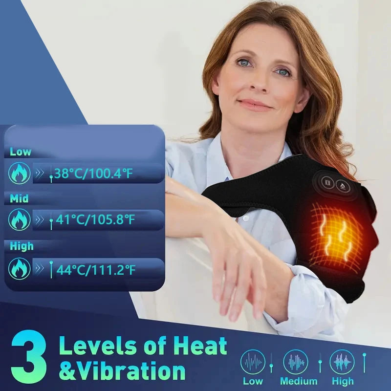 Smart Heated Shoulder Massage Brace With Graphene Heating USB Vibration