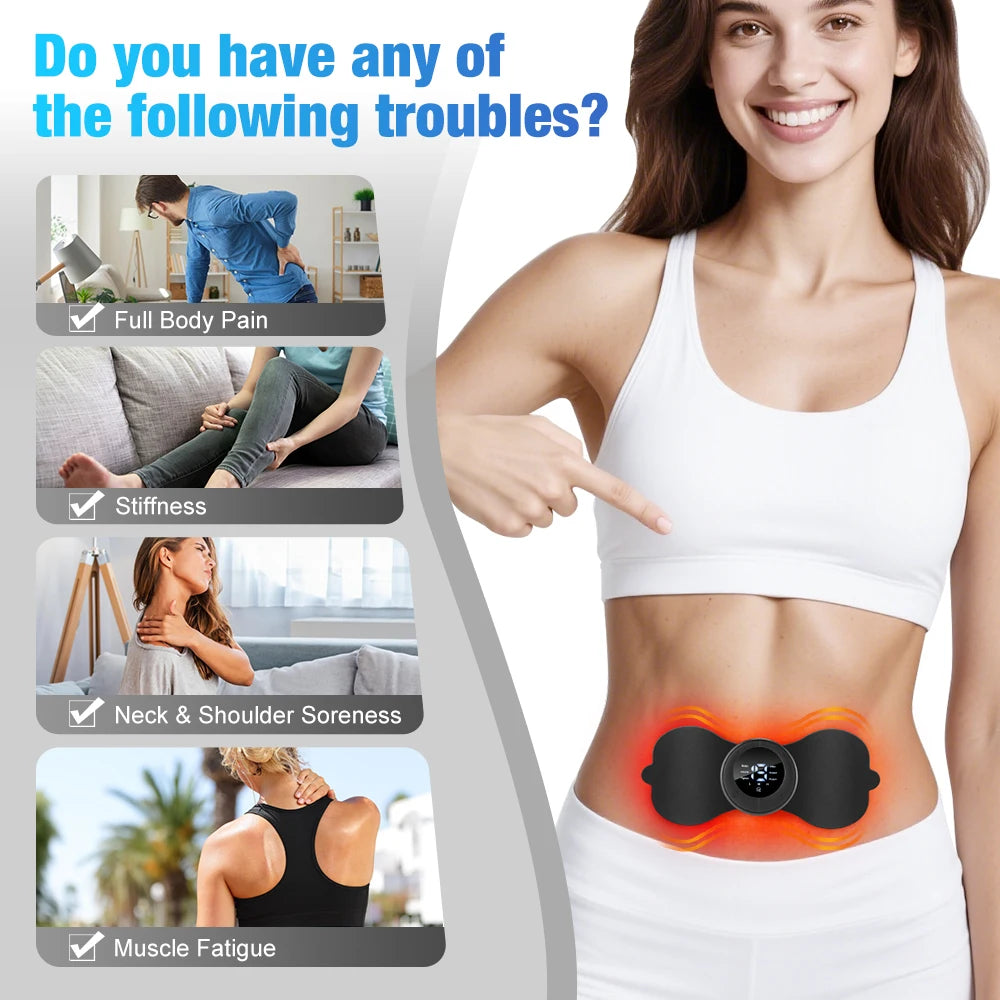 Electric Neck Massager EMS Muscle Massage 6 Mode Stimulator Low Frequency Instrument Hot Compress Back Cervical Calf Patches Mini Device