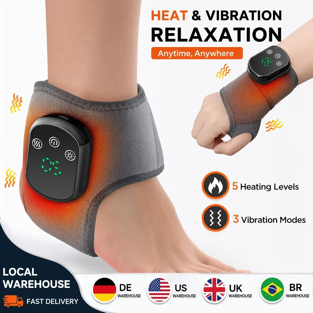 Hailicare Rechargeable Heated Ankle Brace Vibration Massager
