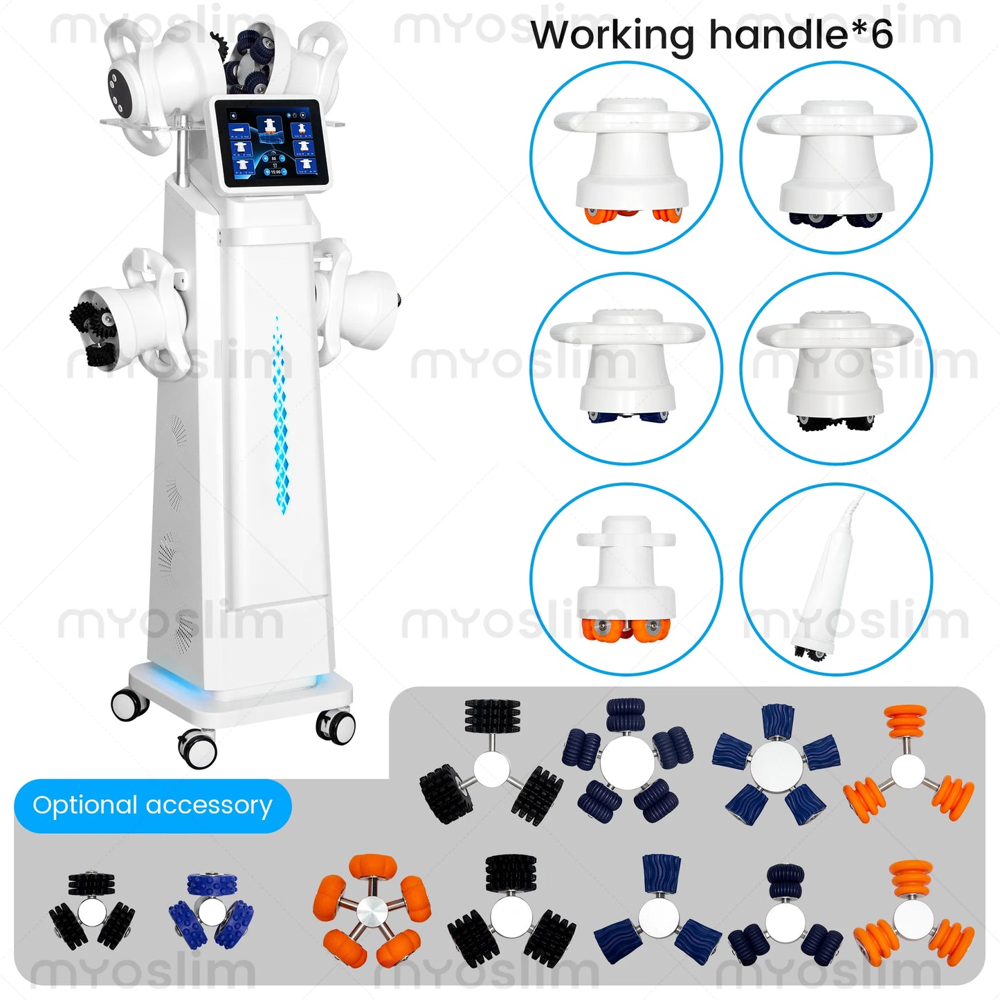 Myoslim 6 Handle 360 Rotating Body Massage Machine Dual Direction Roller Smart Control Ergonomic Design for Beauty Salon