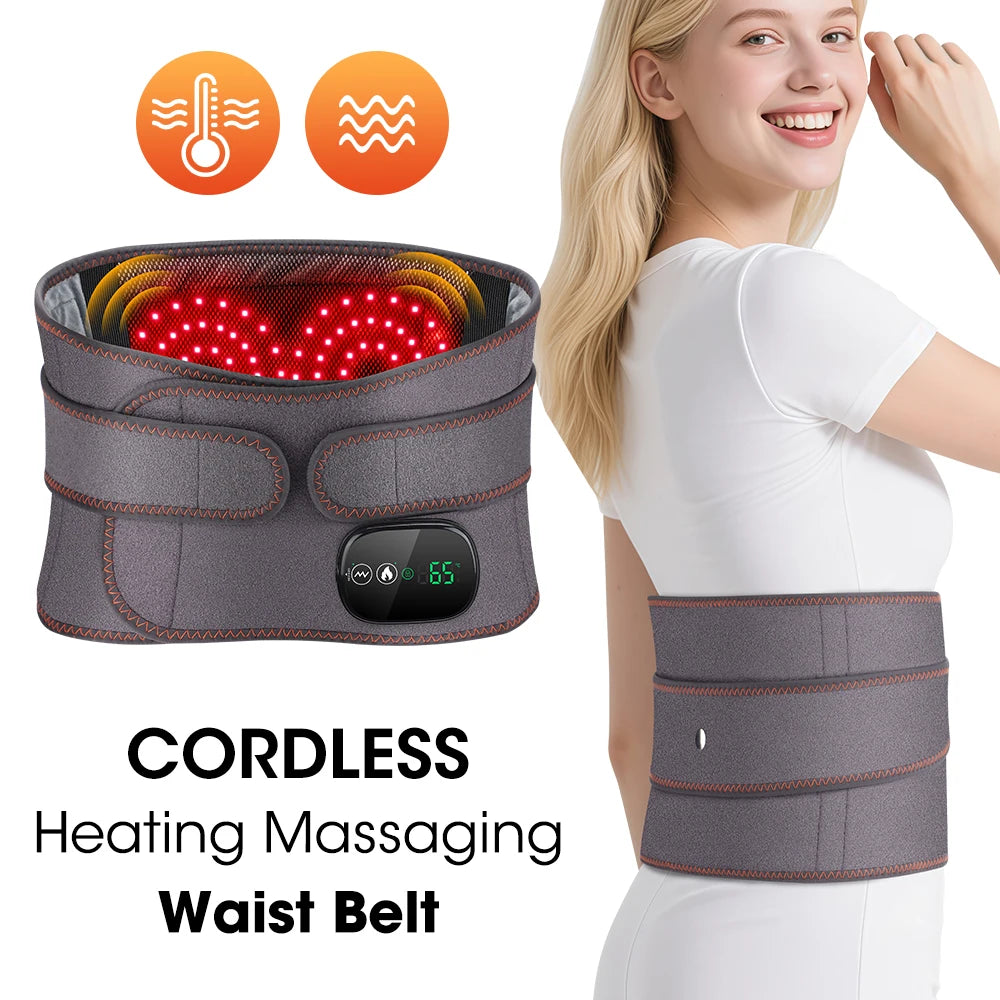 Agdoad Heating Vibration Massager Belt With Red Light Therapy