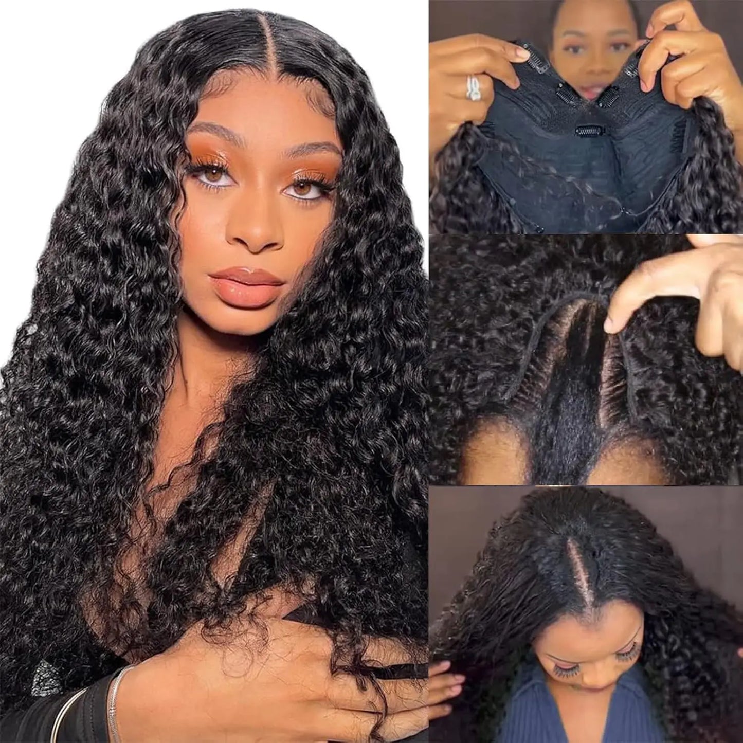 Dollface Deep Wave V Part Wig Brazilian Human Hair
