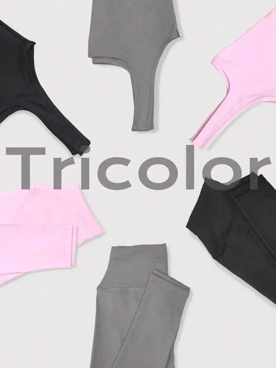 Women's Three Piece Yoga Set With Scoop Neck Tank Leggings