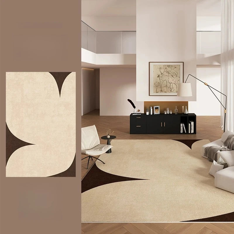 Retro Style Living Room Rug Washable Polyester Anti-Slip Floor Mat