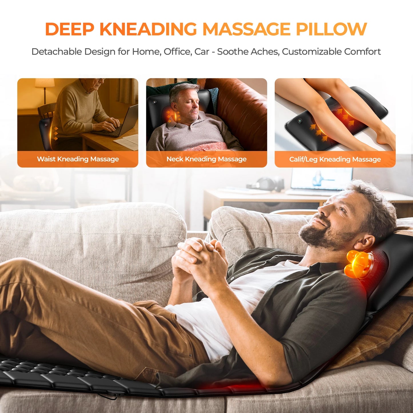 Homemassa Shiatsu Massage Mat With Heat And Detachable Pad