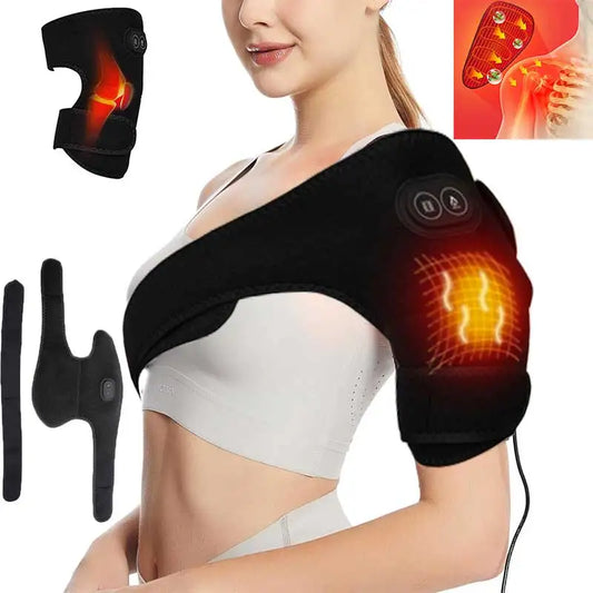 Smart Heated Shoulder Massage Brace With Graphene Heating USB Vibration