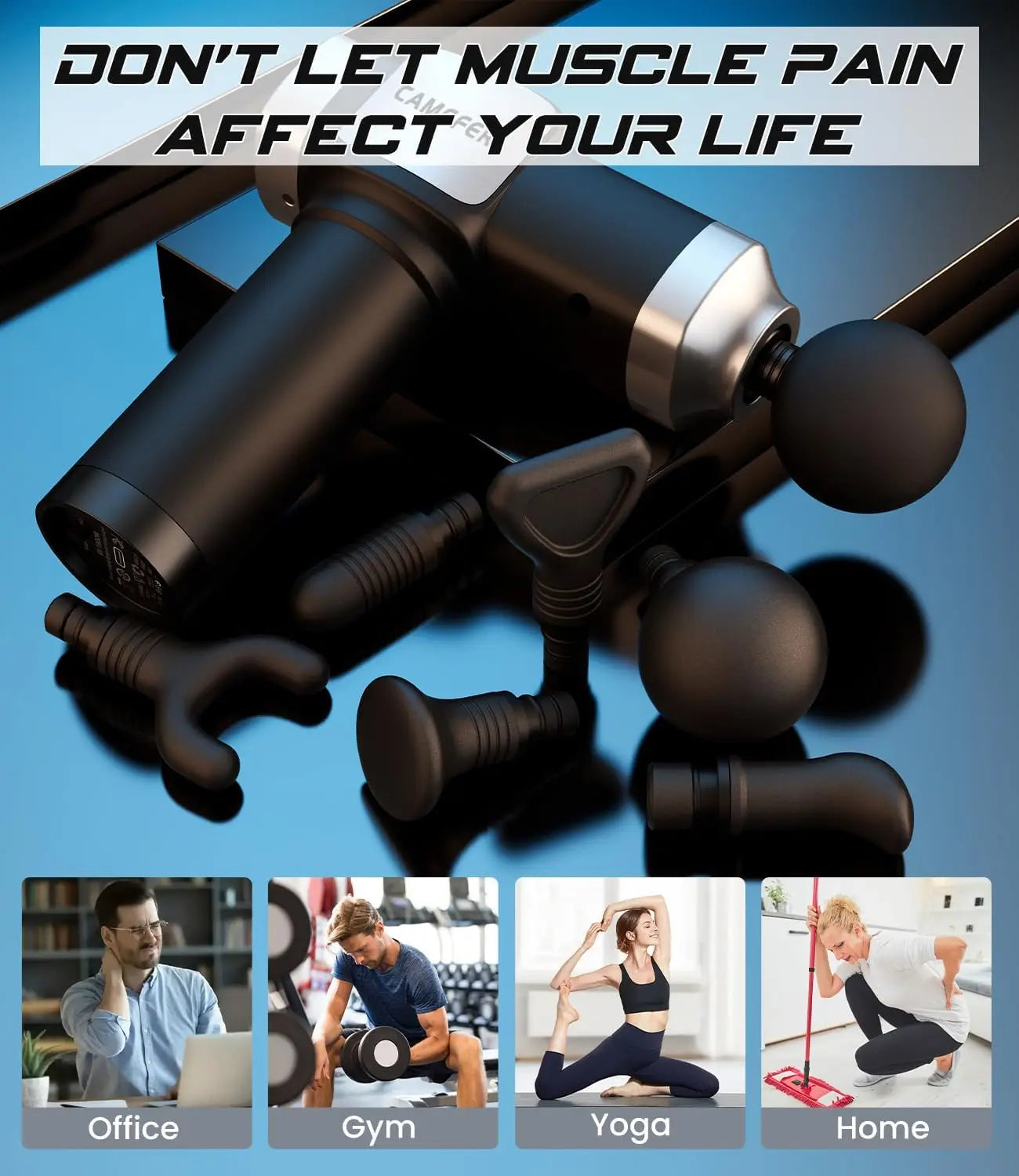 Deep Tissue Massage Gun Handheld Portable Percussion Massager With Attachments