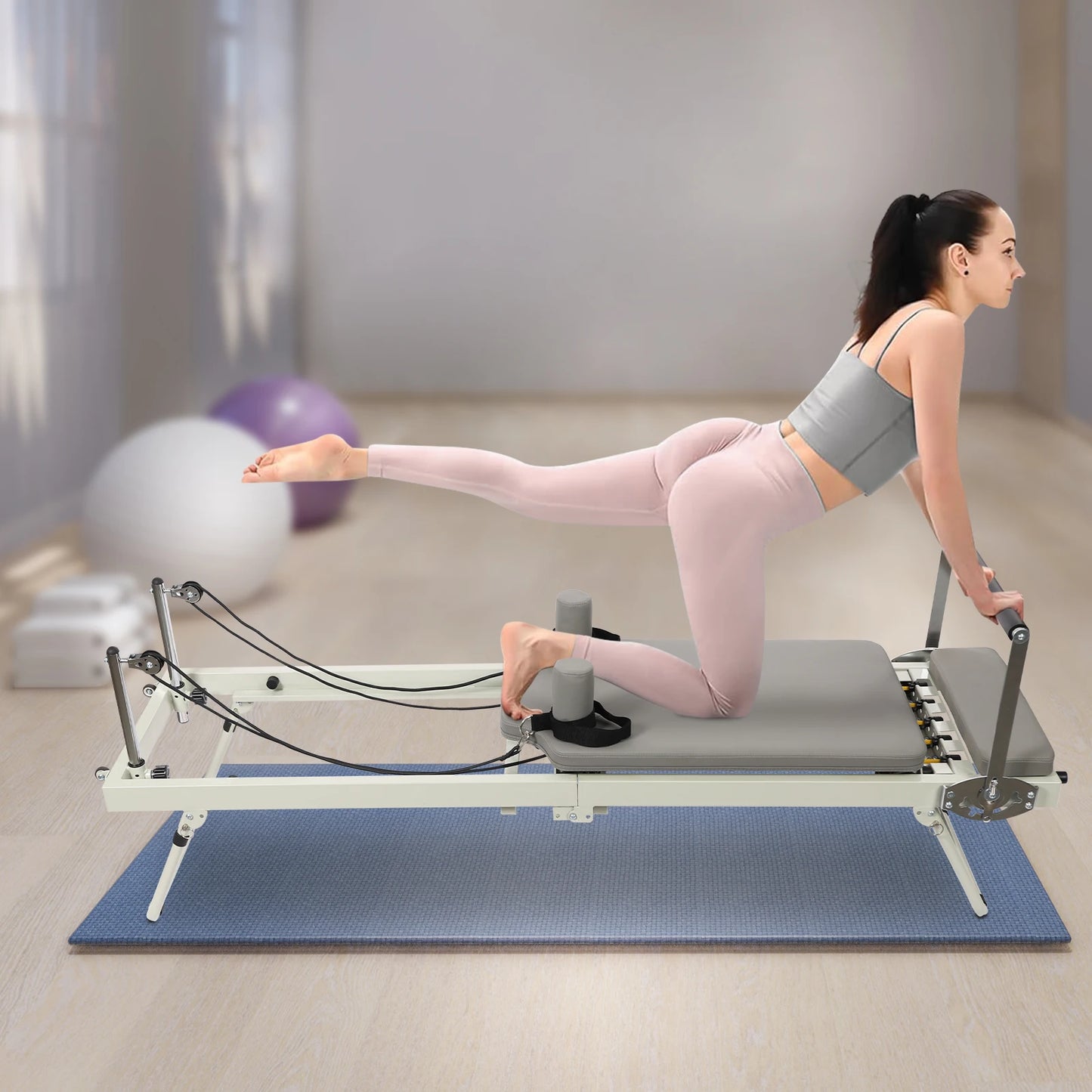 Foldable Pilates Reformer Machine 120kg Capacity For Yoga And Pilates