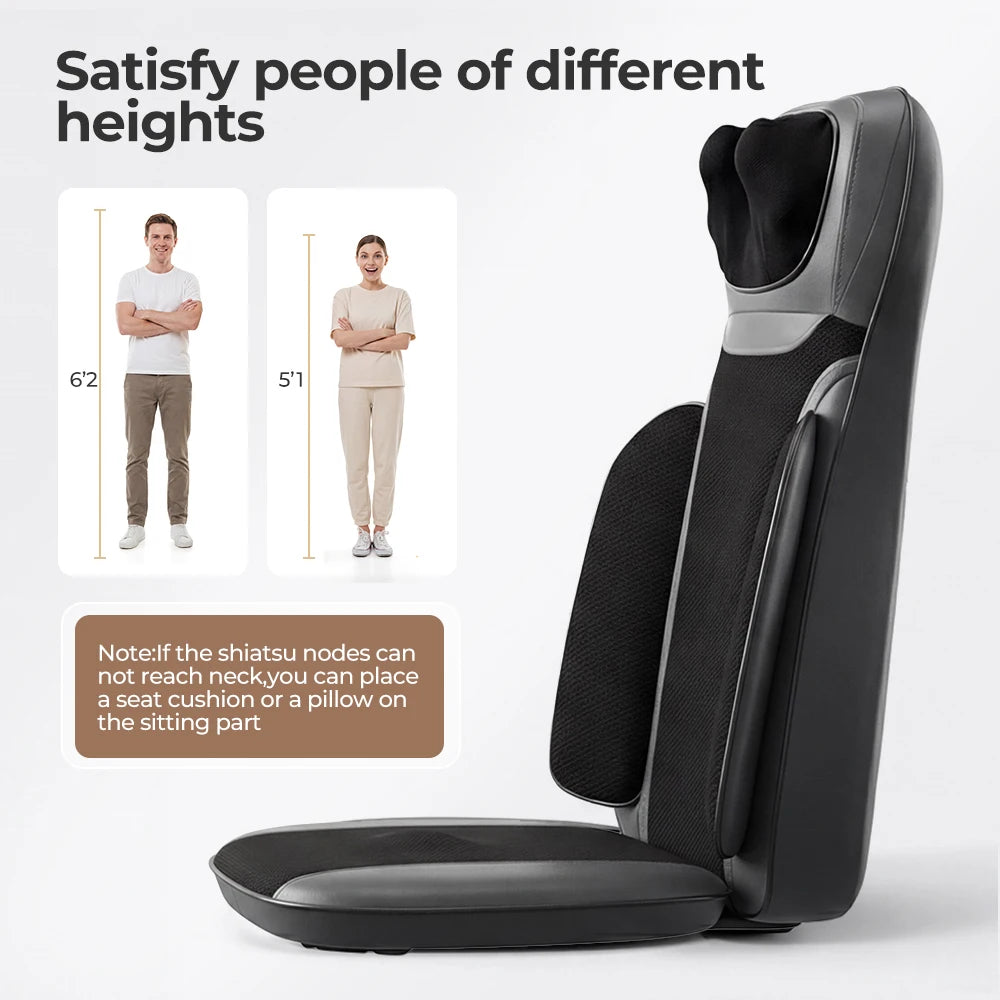 Shiatsu Neck Back Massager with Heat, Adjustable Massage Chair Pad Back Support Massage Seat Cushion for Full Body Massager Gifts for Dad Mom, Adjustable Intensity and Height for Office Chair and Home Use