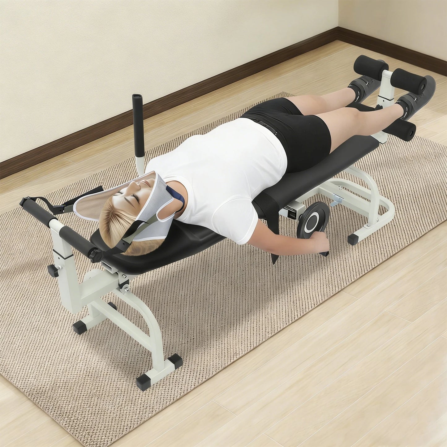 Inline Back Stretch Bench Cervical Traction Device With Handwheel