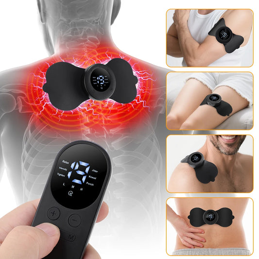 Neck Massager EMS 3 Heating19 Intensities Remote Control Mini Pulse Stimulator for Back Shoulder Waist Leg Arm Promotes Blood Circulation
