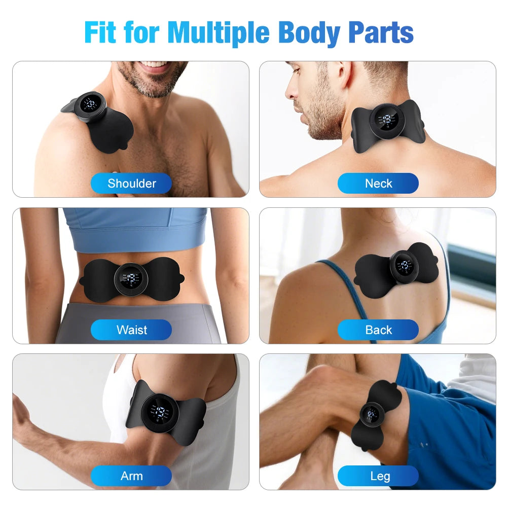 Neck Massager EMS 3 Heating19 Intensities Remote Control Mini Pulse Stimulator for Back Shoulder Waist Leg Arm Promotes Blood Circulation