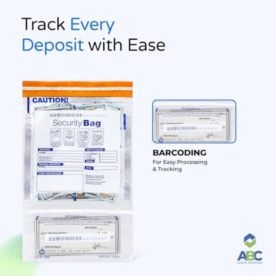 Tamper Evident Clear Plastic Deposit Bags For Cash Handling 100 Pack