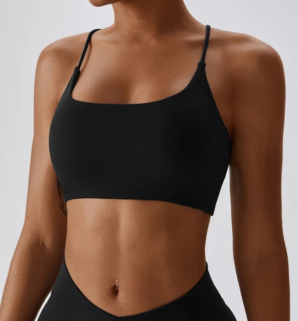 Women Crossback Sports Bra With Chest Pad For Yoga