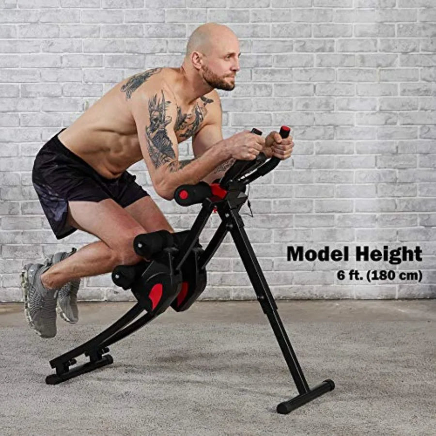 Home gym ab machine: steel frame black 4 intensity levels + digital display foldable core trainer for abdominal strength traini