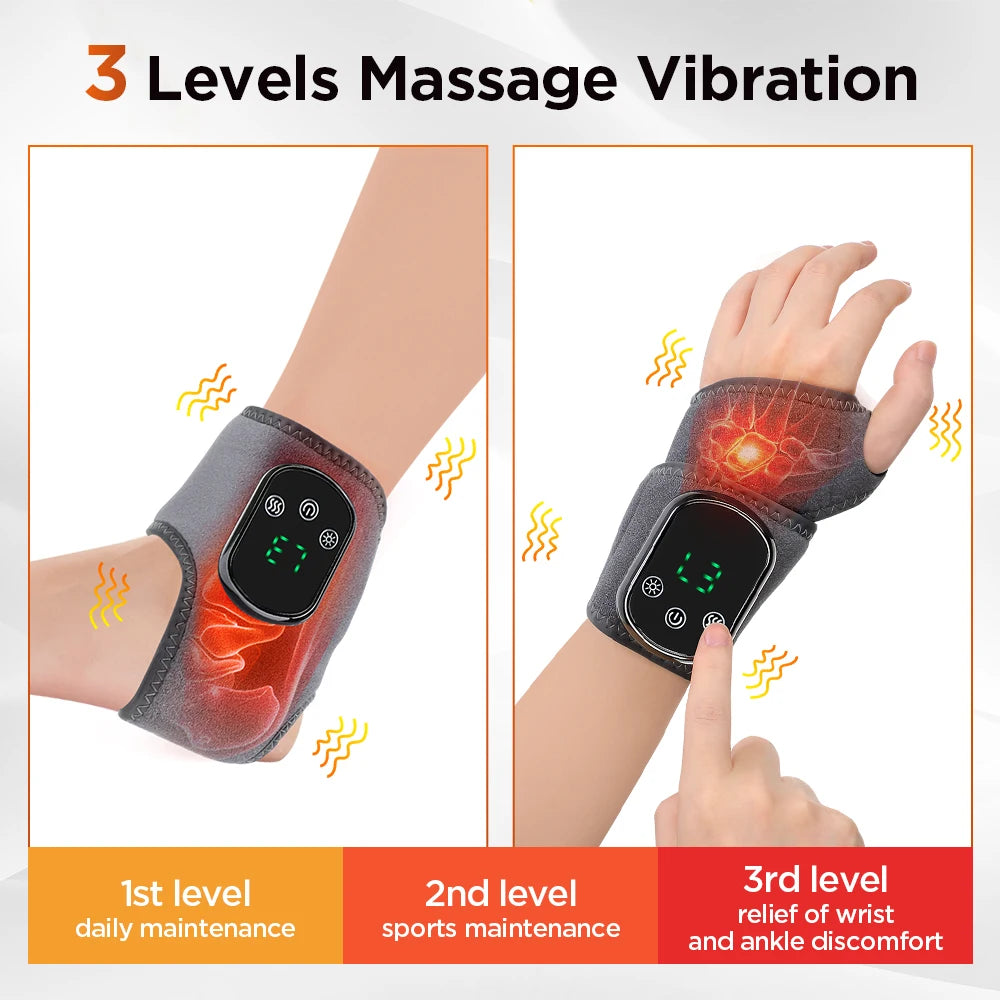 Local Stock Rechargeable Electric Heating Ankle Brace Massager Hot Compress And Vibration Massage for Foot Muscle Relaxation