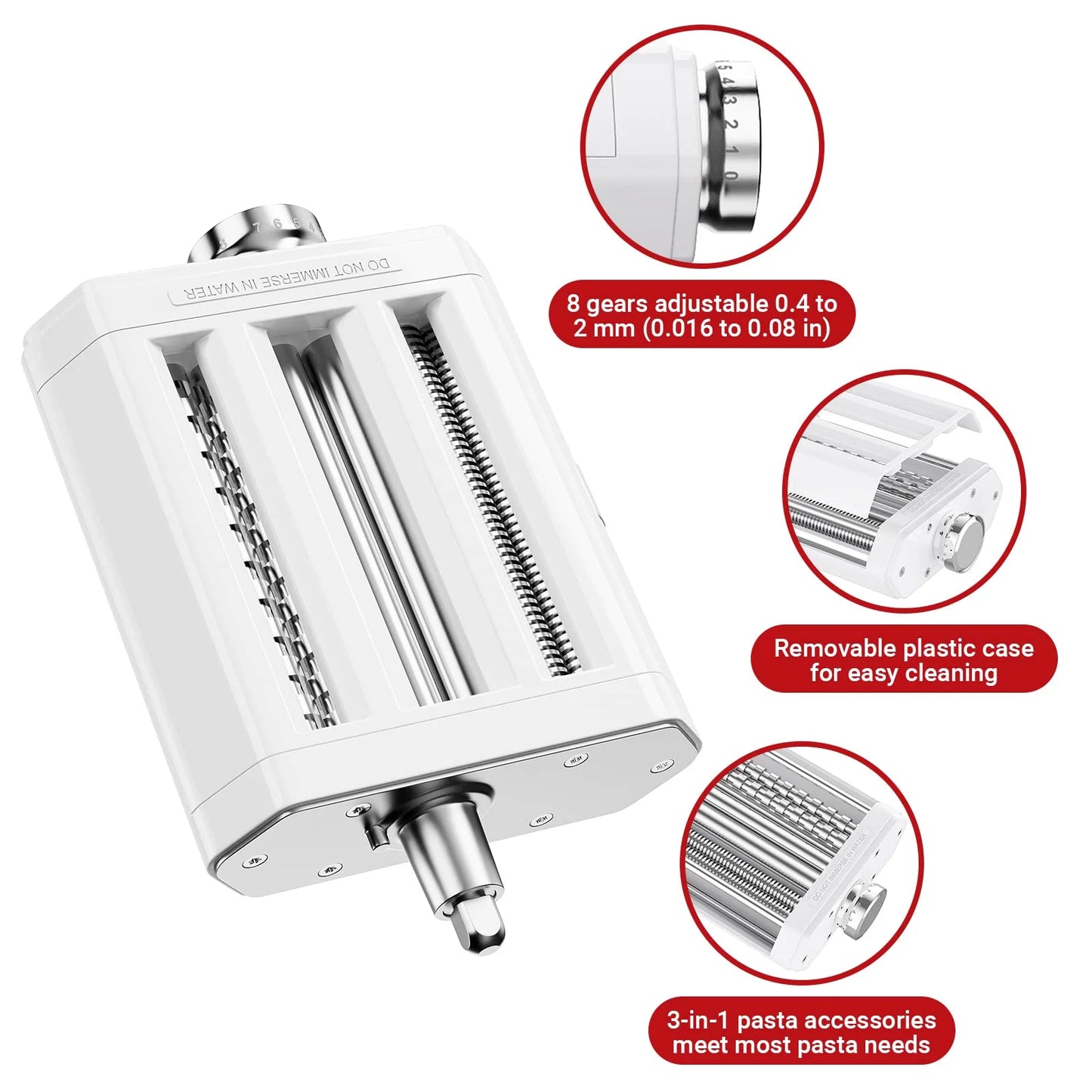 GVODE 3 In 1 Pasta Maker KitchenAid Spaghetti Fettuccine Cutter