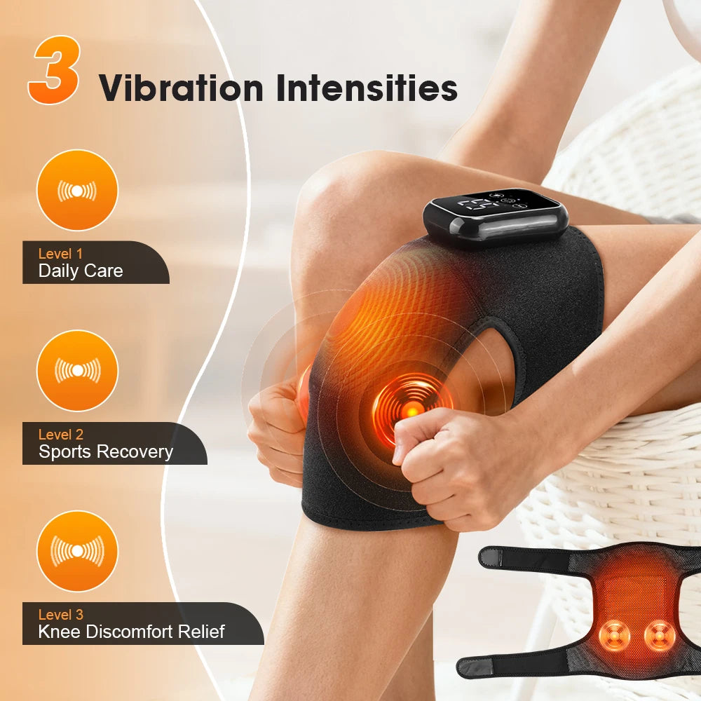 Electric Heated Vibration Knee Massage Pad 3 Level Hot Compress Thermal Joint Brace Care Muscle Relaxation Blood Circulation