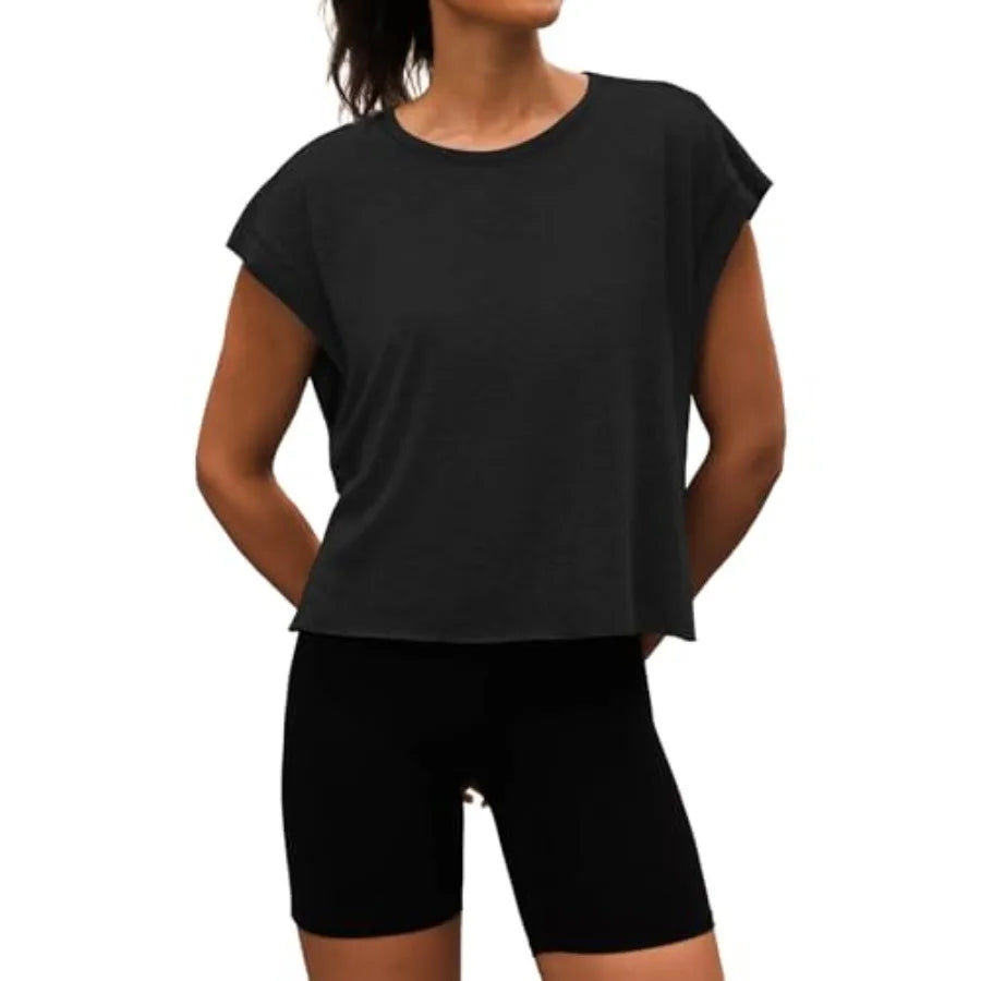 Women Open Back Workout Shirts Short Sleeve Tops Casual Yoga Y2k Athletic Gym Running Crop Tees
