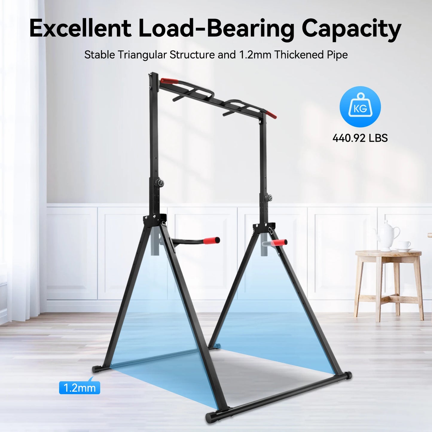 Adjustable Pull Up Bar Foldable Home Gym Station 200kg Load