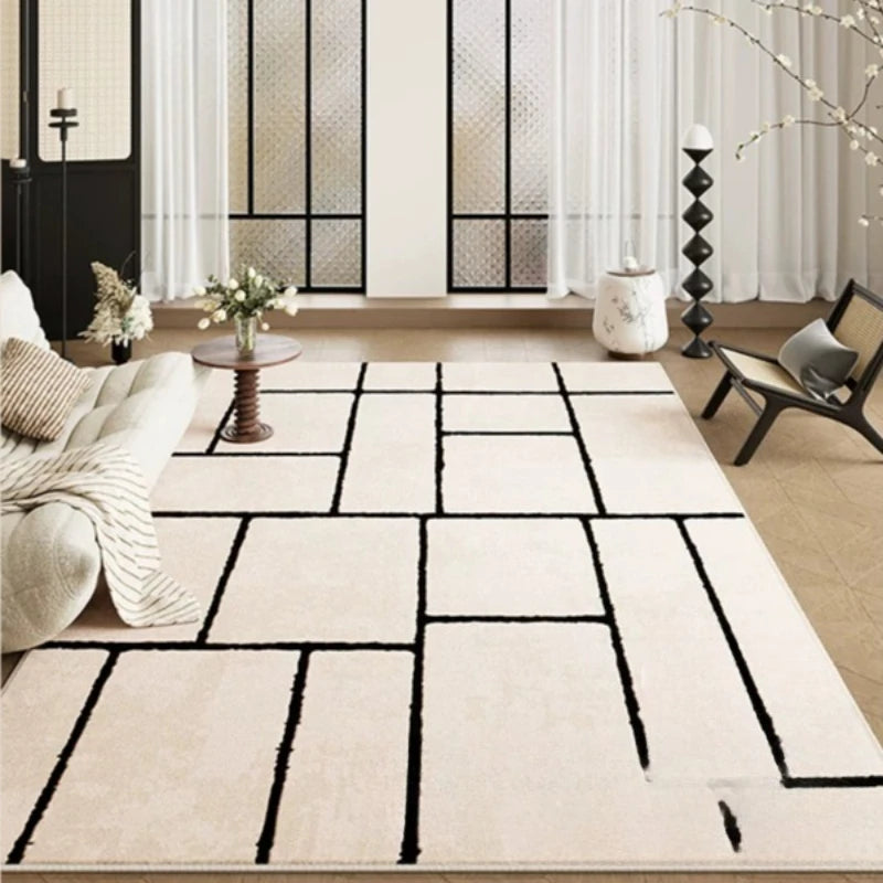 Retro Style Living Room Rug Washable Polyester Anti-Slip Floor Mat