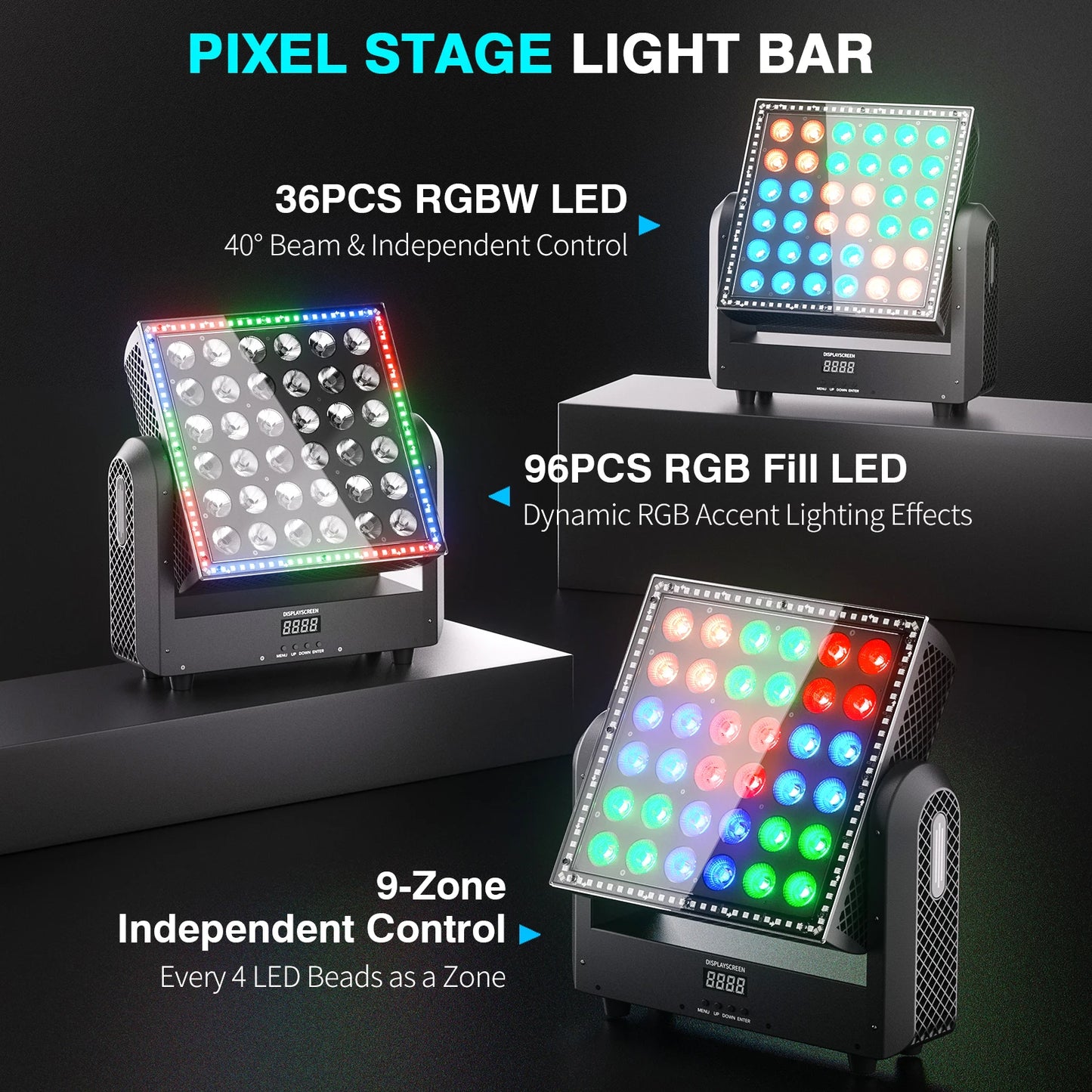 Fieryzeal 200W RGBW Moving Head Wash Light DMX512 Stage Effect