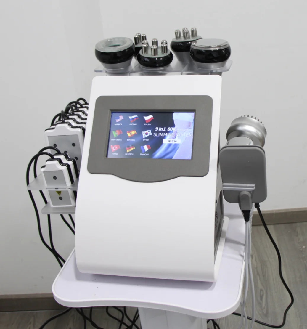 9 in 1 80K Cavitation Ultrasonic Body Slimming Machine Multi-Polar Skin Tightening Tool Facial Lift Machine