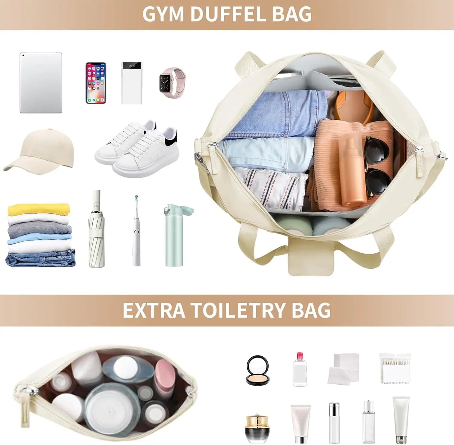 Women Gym Bag With Shoes Compartment And Wet Pocket Carry On