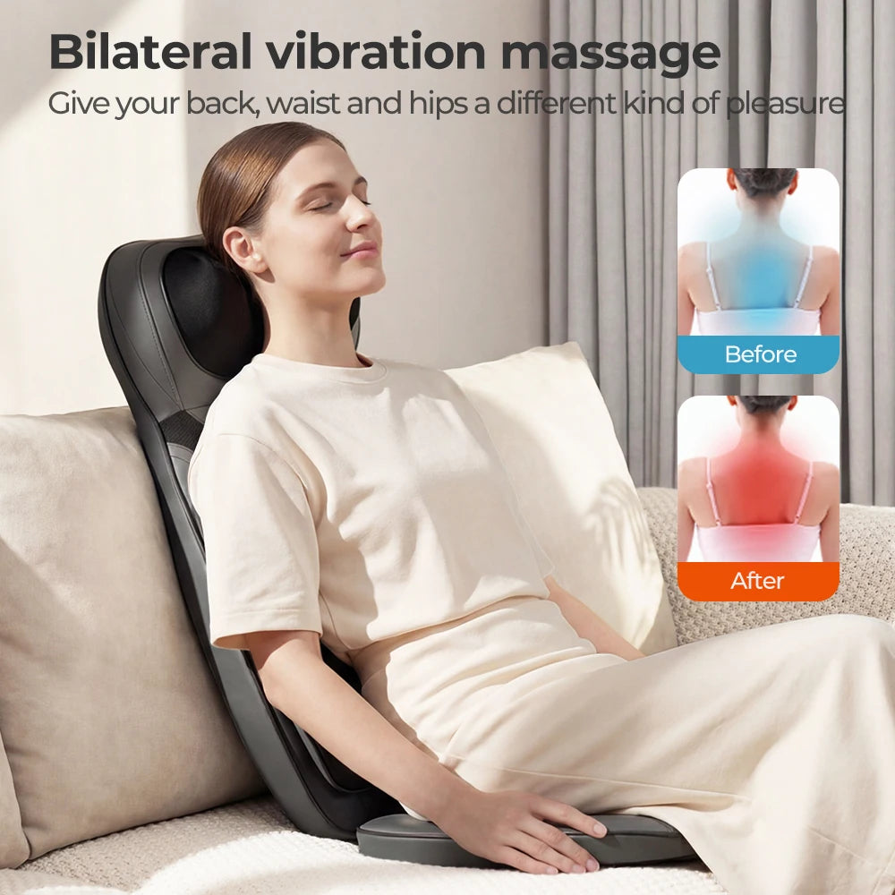 Shiatsu Neck Back Massager with Heat, Adjustable Massage Chair Pad Back Support Massage Seat Cushion for Full Body Massager Gifts for Dad Mom, Adjustable Intensity and Height for Office Chair and Home Use