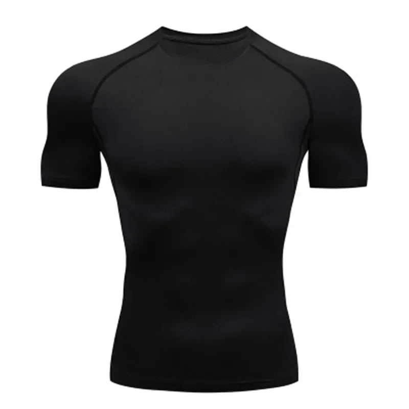 Men's Compression Training Shirt Elastic Breathable Polyester Elastane