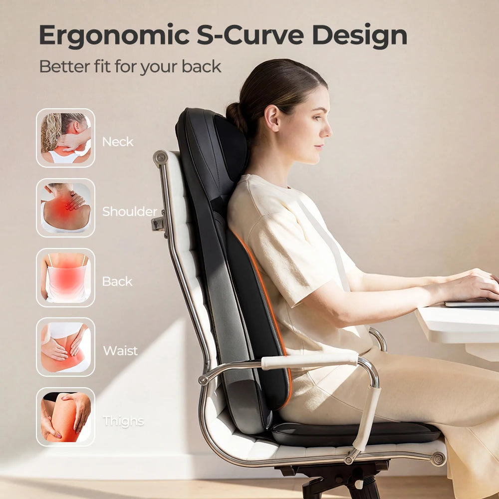 Shiatsu Neck Back Massager with Heat, Adjustable Massage Chair Pad Back Support Massage Seat Cushion for Full Body Massager Gifts for Dad Mom, Adjustable Intensity and Height for Office Chair and Home Use