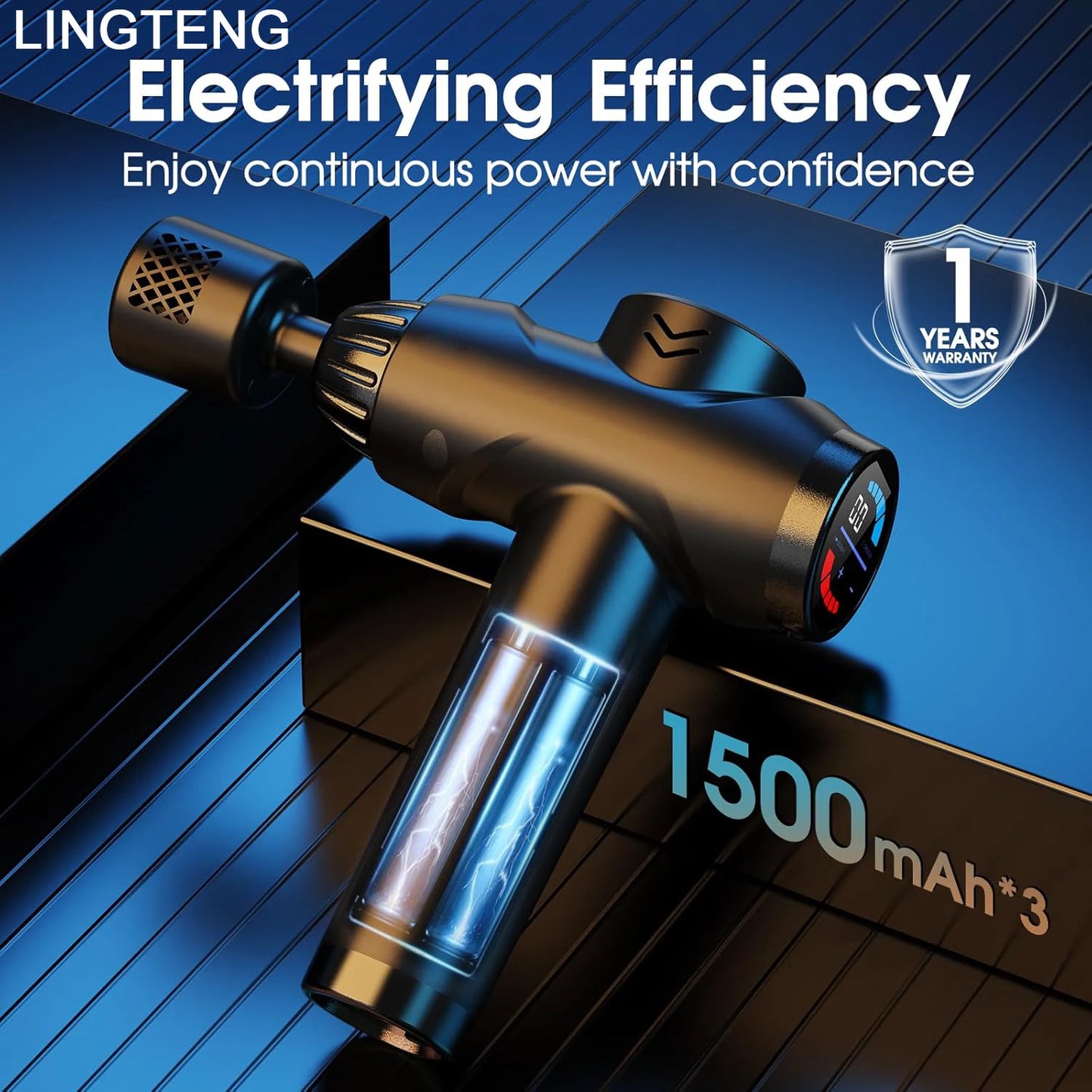LINGTENG Massage Gun with Hot and Cold Functions, Deep Tissue Massage Gun, Back and Neck Massager, Muscle Percussion Massager, Handheld Massager, 7 Massage Heads, Comes with Storage Case, Christmas Gift, Birthday Gift, Sports