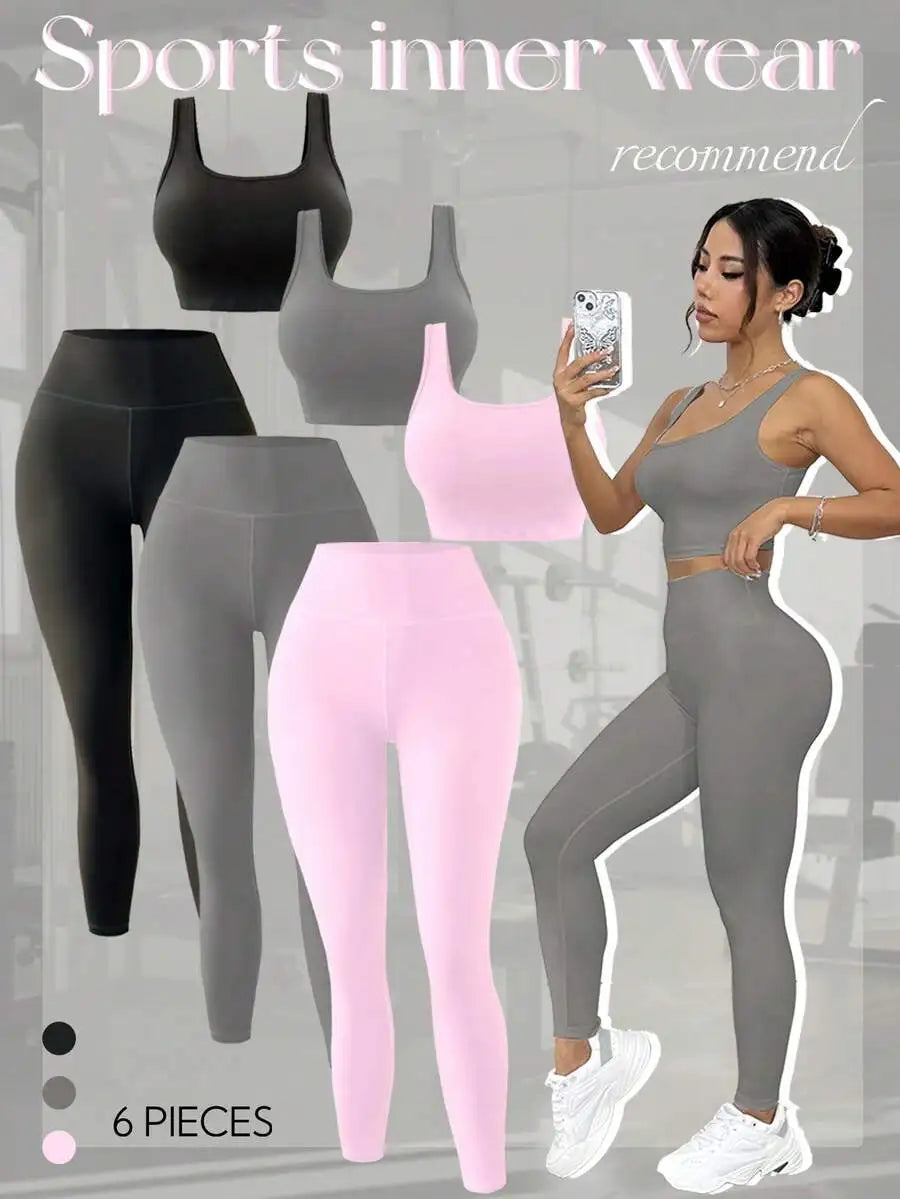 Women's Three Piece Yoga Set With Scoop Neck Tank Leggings