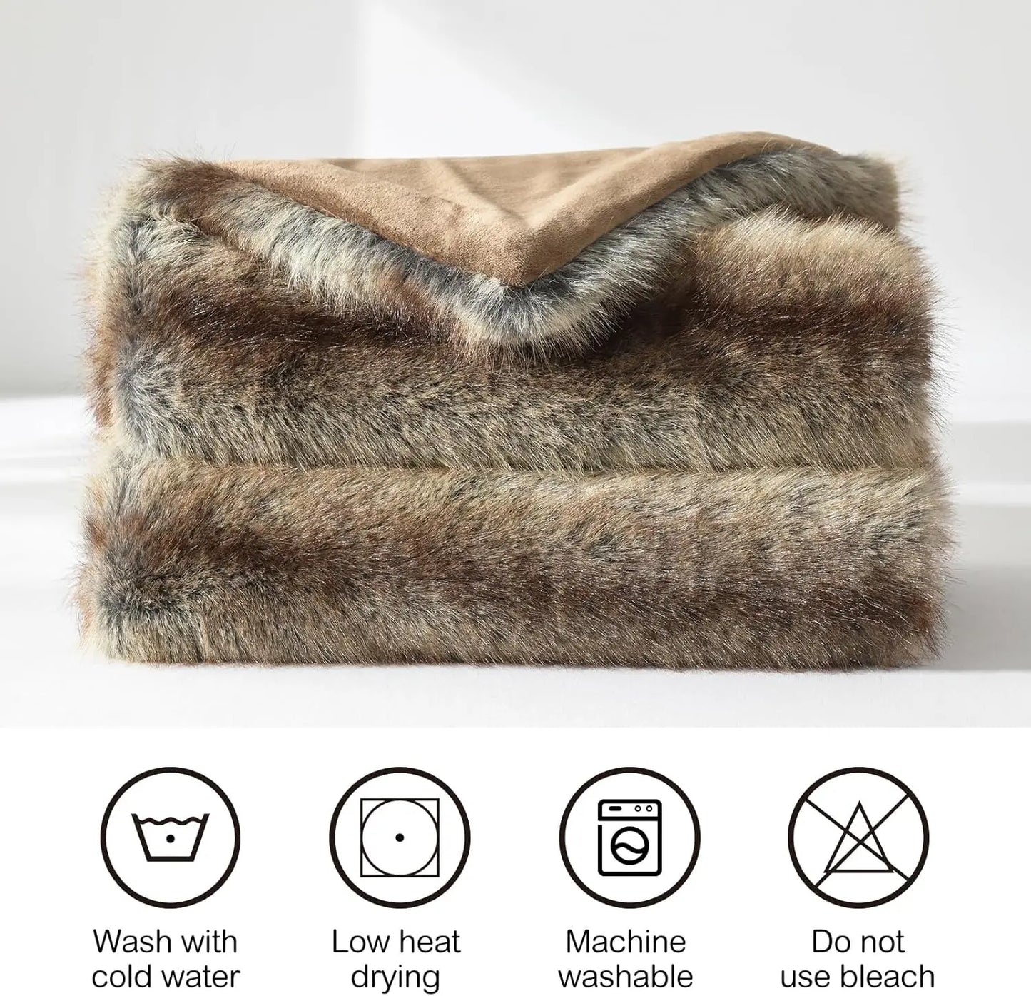 Luxurious Plush Throw Blanket With Faux Fur For Cozy Comfort