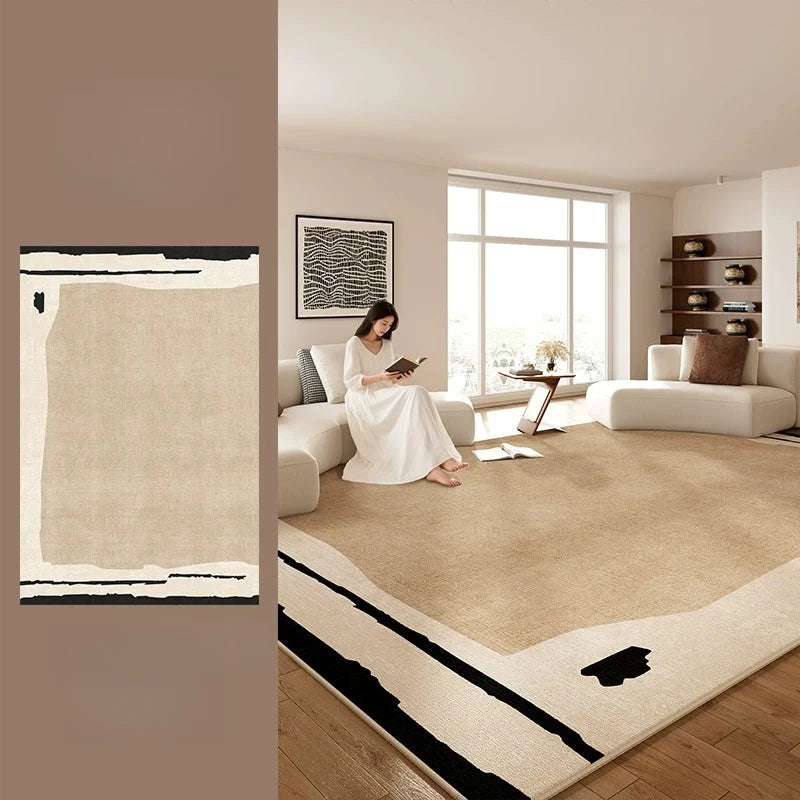 Retro Style Living Room Rug Washable Polyester Anti-Slip Floor Mat