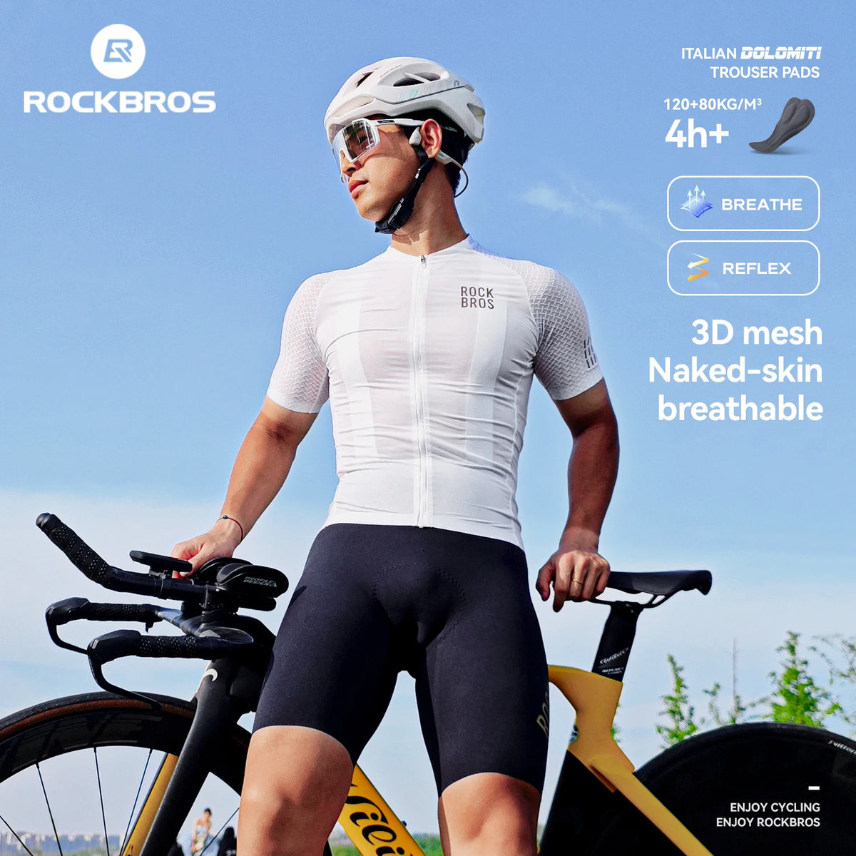 Rockbros Men Cycling Jersey Quick Dry Breathable Athletic Top