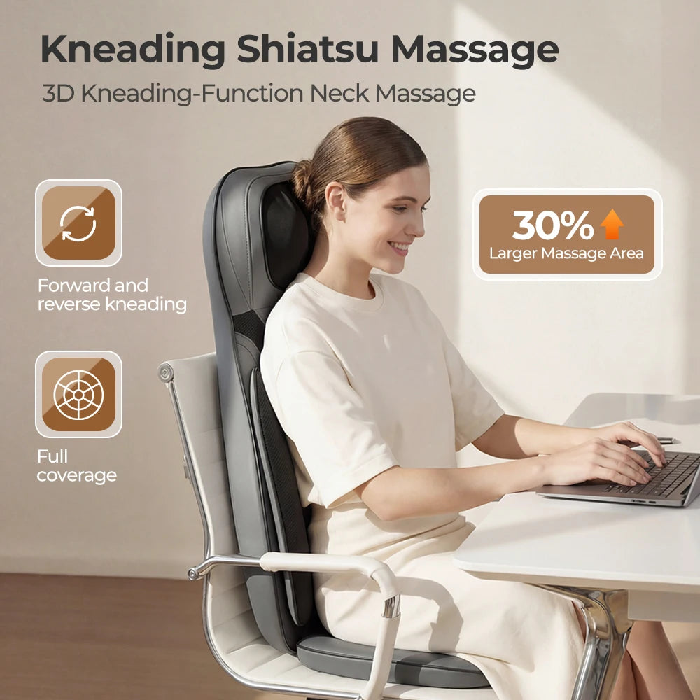 Shiatsu Neck Back Massager with Heat, Adjustable Massage Chair Pad Back Support Massage Seat Cushion for Full Body Massager Gifts for Dad Mom, Adjustable Intensity and Height for Office Chair and Home Use