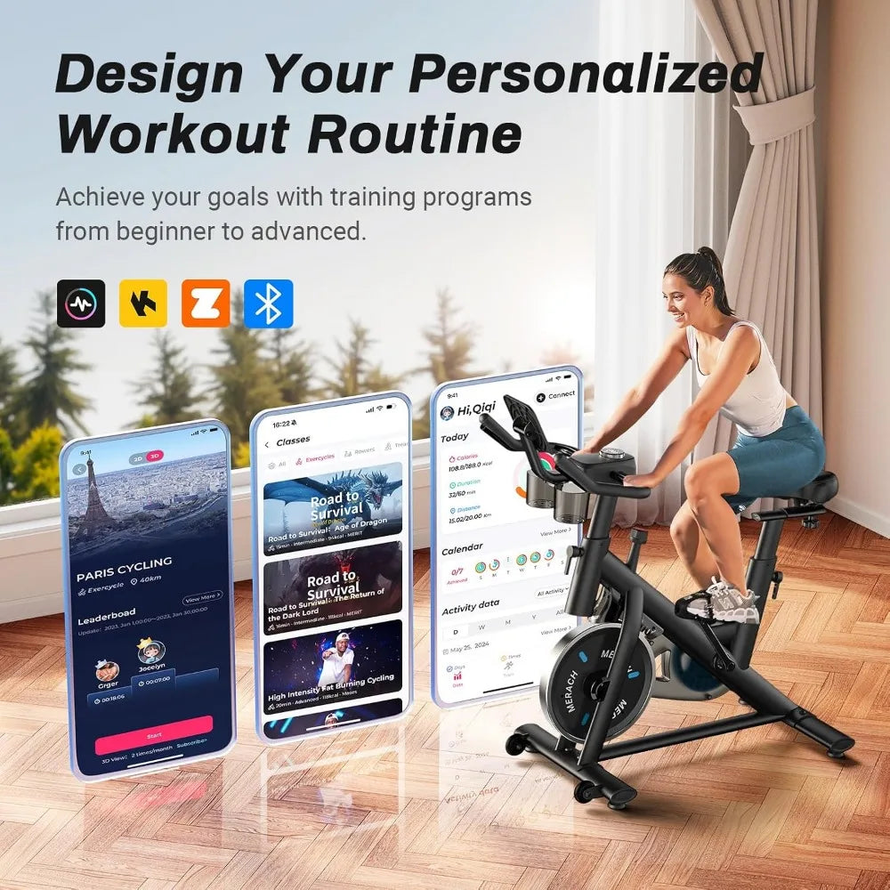Magnetic Friction Exercise Bike With Brake Pad And Tablet Mount